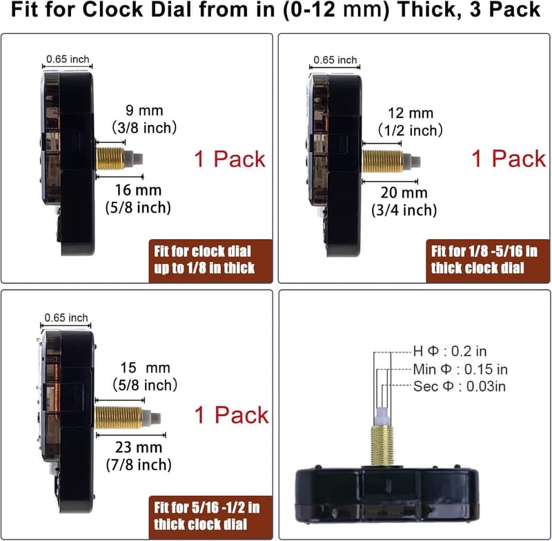 Silent Clock Mechanism Replacement Kit with 7 Clock Hands