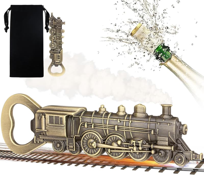 Bronze Steam Train Bottle Opener for Men - Unique Birthday Gift