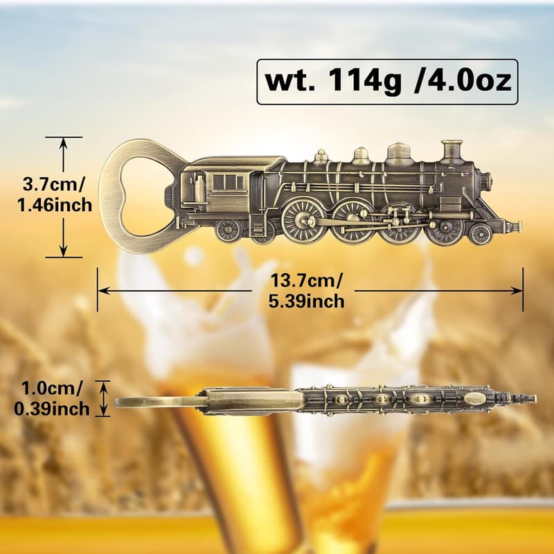 Bronze Steam Train Bottle Opener for Men - Unique Birthday Gift