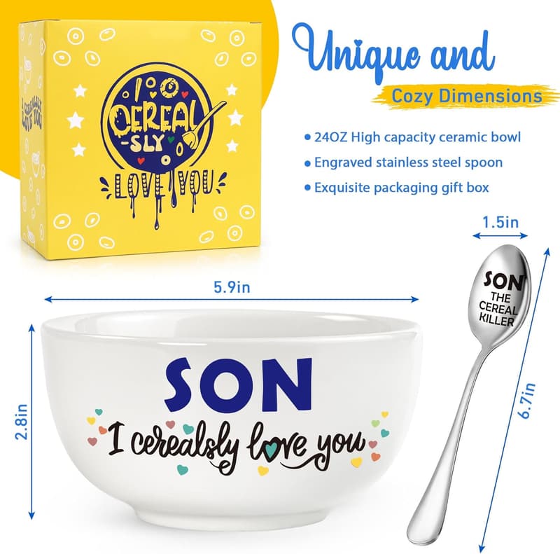 Funny Ceramic Cereal Bowl Gift for Son's Birthday