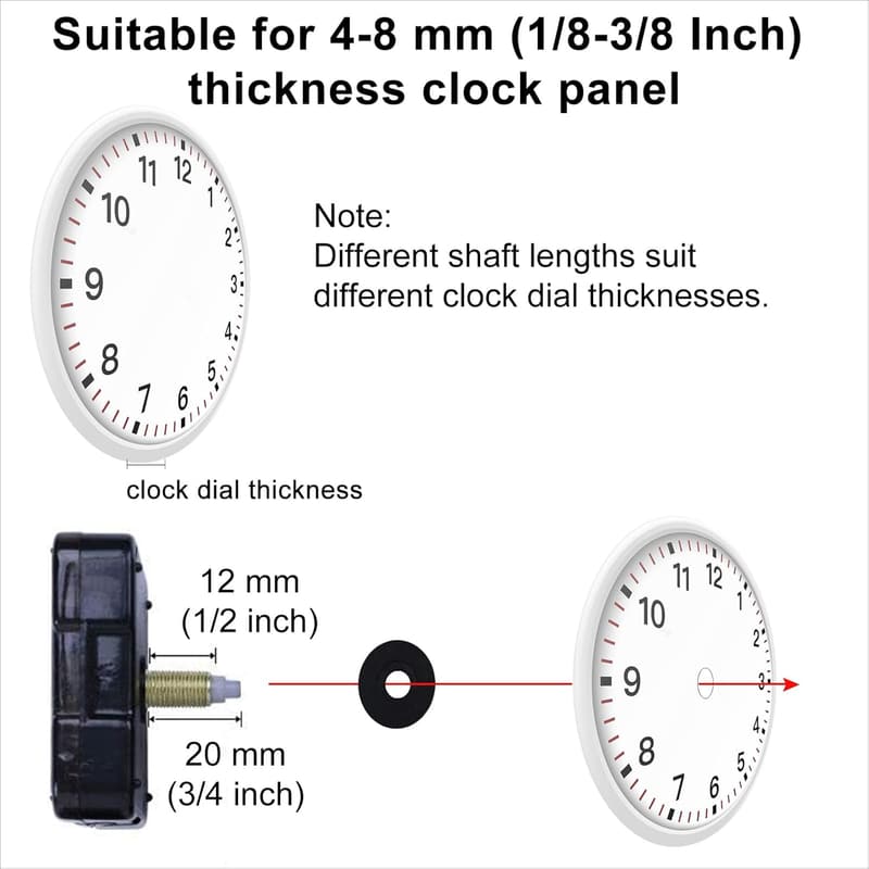 High Torque Clock Mechanism Replacement Kit with 7 Clock Hands