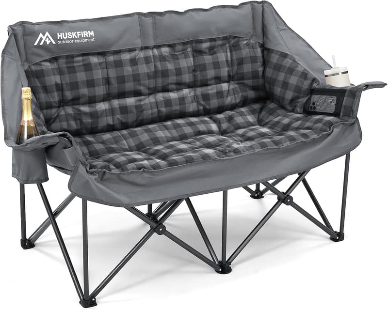 Portable Double Padded Camping Loveseat Chair for 2