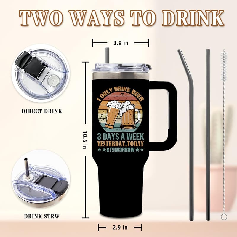 Funny Beer Lover 40 oz Stainless Steel Tumbler