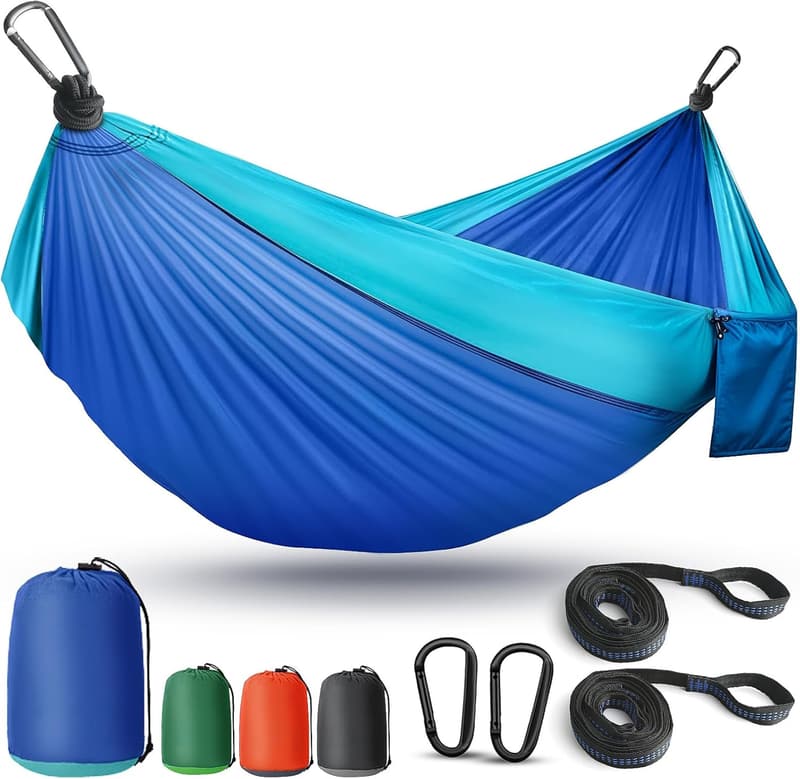 Lightweight Portable Camping Hammock with Tree Straps, Blue