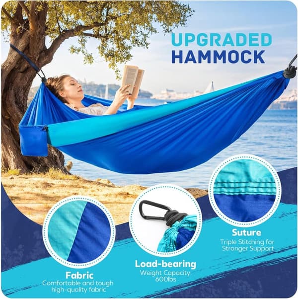 Lightweight Portable Camping Hammock with Tree Straps, Blue