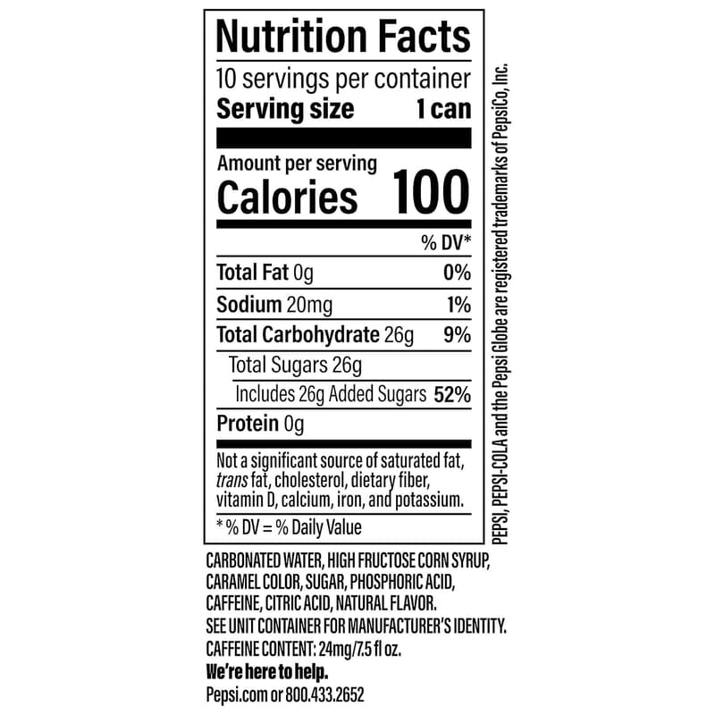 Pepsi Mini Cans, 7.5 oz, 10-Pack