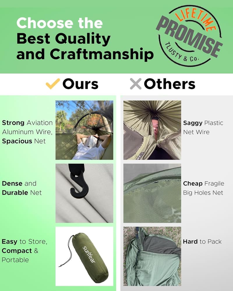 Sunyear Lightweight Camping Hammock with Protective Net