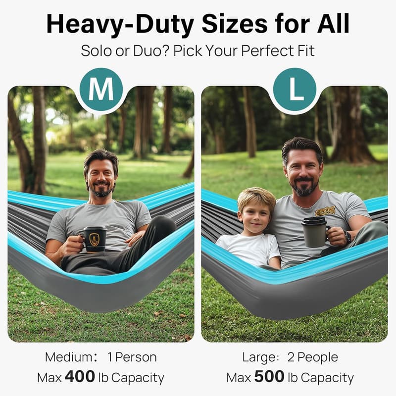 Portable Camping Hammock with Tree Straps - 500 lbs Capacity