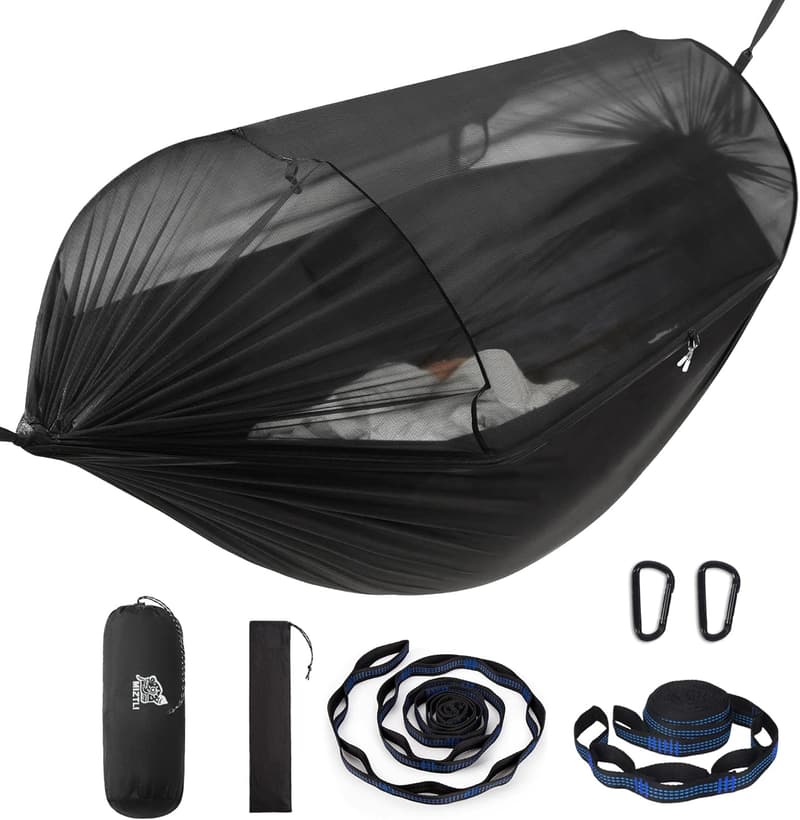 Portable Camping Hammock with Net and Adjustable Tree Straps