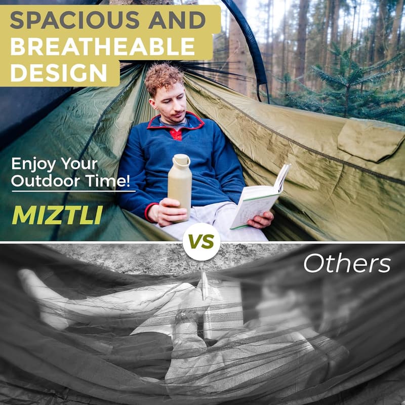 Portable Camping Hammock with Net and Adjustable Tree Straps