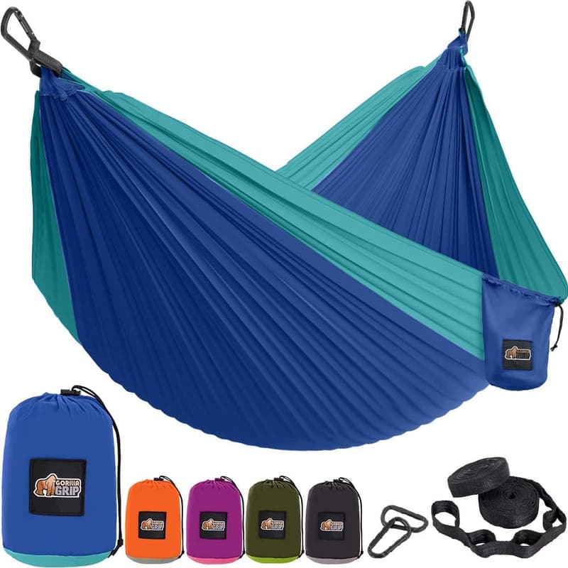 Durable Portable Camping Hammock - Holds 400lbs, Blue, 9x4.5 FT