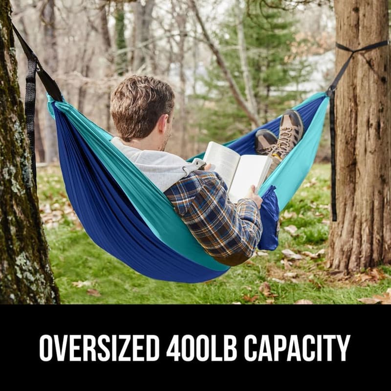 Durable Portable Camping Hammock - Holds 400lbs, Blue, 9x4.5 FT