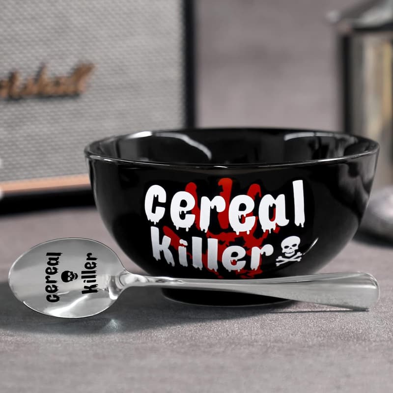 Father's Day Engraved Black Cereal Bowl & Spoon Set for Him