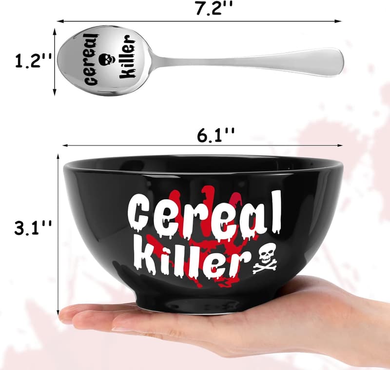 Father's Day Engraved Black Cereal Bowl & Spoon Set for Him
