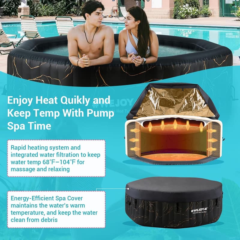 Inflatable Outdoor Hot Tub Spa for 2-4 People with Bubbles