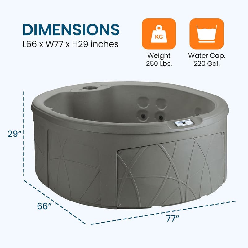 4-Person Outdoor Hot Tub with Cover & LED Lights