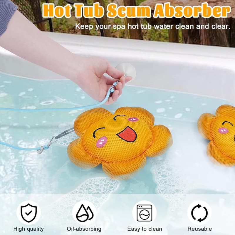 Hot Tub Scum Absorber Sponges - 2 Pack Floating Surface Cleaners