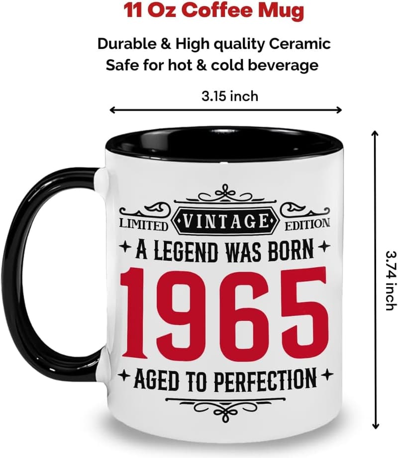 60th Birthday Vintage 1965 Mug for Men and Women