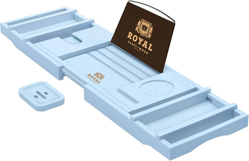 Luxury Bathtub Caddy Tray for One or Two, Blue