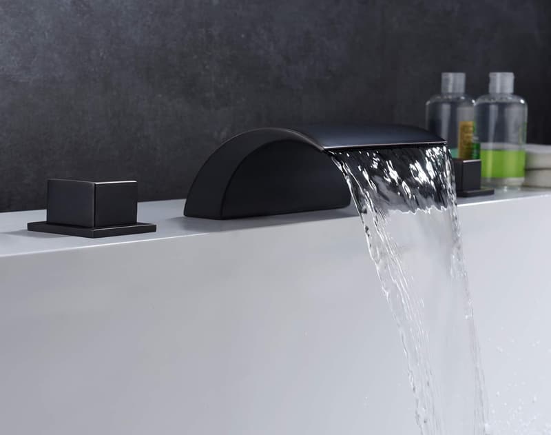 Matte Black Waterfall Bathtub Faucet with High Flow