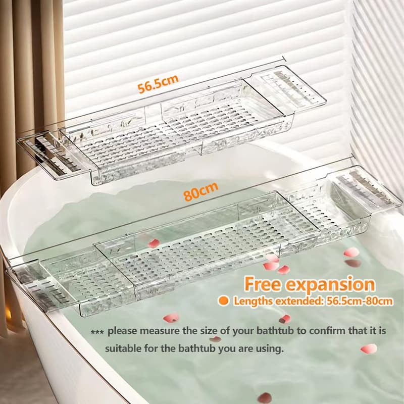 Adjustable Bathtub Caddy Tray with Anti-Slip Mat
