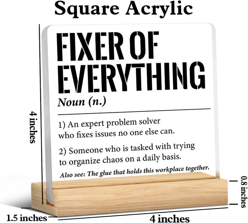 Thank You Gifts for Men - Fixer of Everything Acrylic Desk Sign