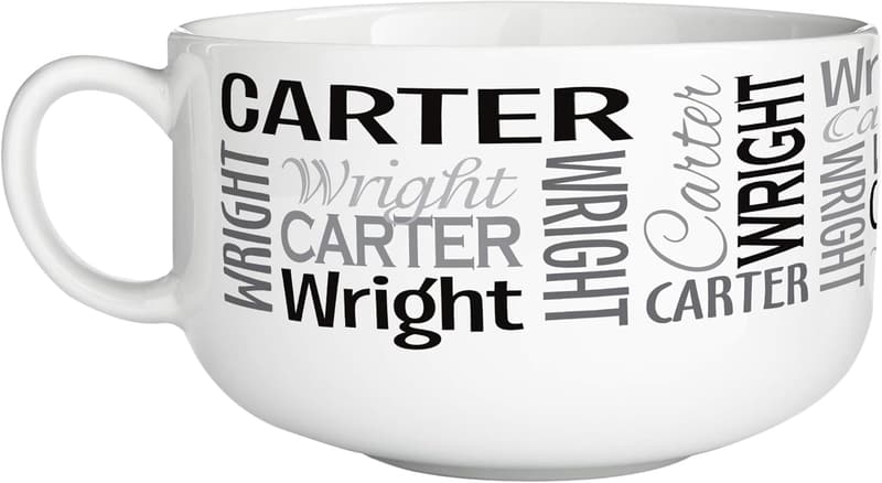 Personalized Gray Porcelain Bowl - Custom First & Last Name
