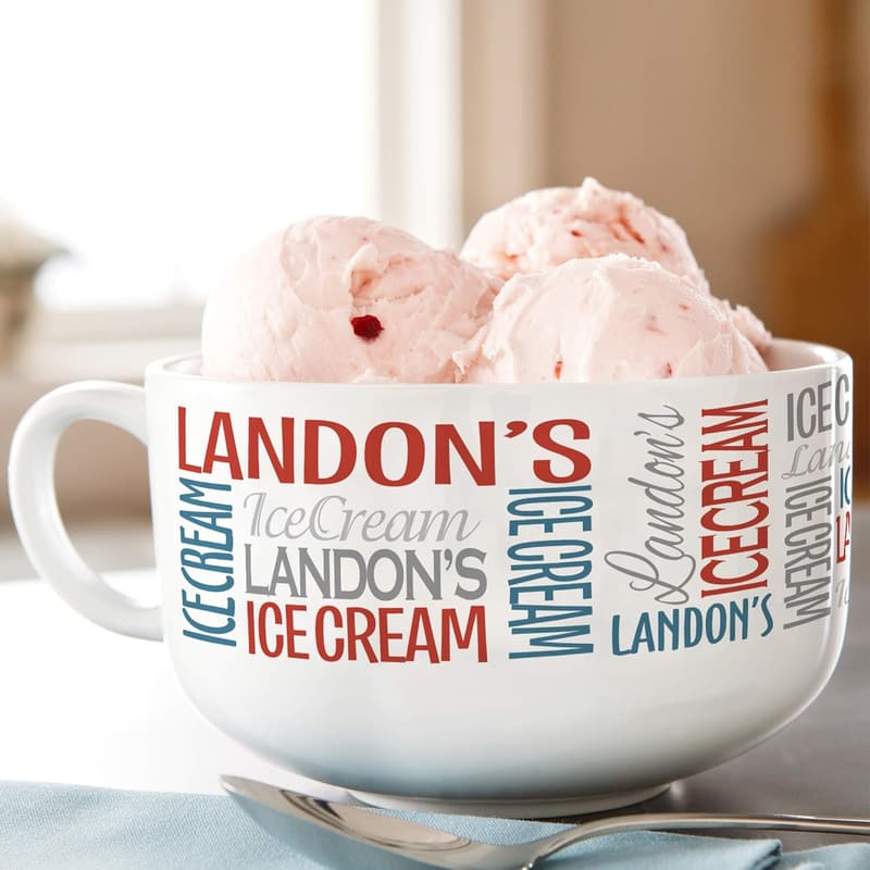 Personalized Gray Porcelain Bowl - Custom First & Last Name