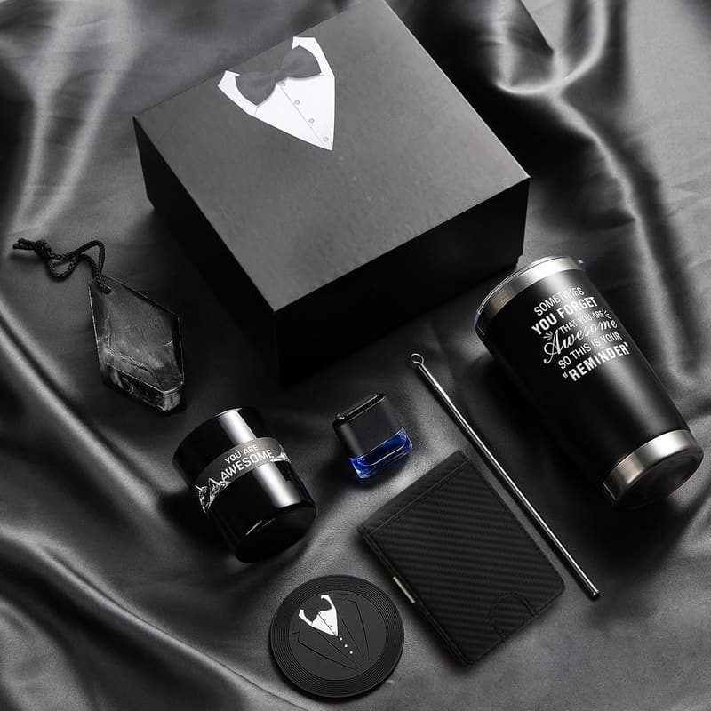 Father's Day Gift Basket for Men with Tumbler & Candles