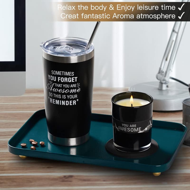 Father's Day Gift Basket for Men with Tumbler & Candles