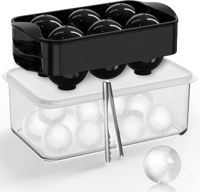 Whiskey Ice Ball Maker Set with Lid & Bucket - 1.9