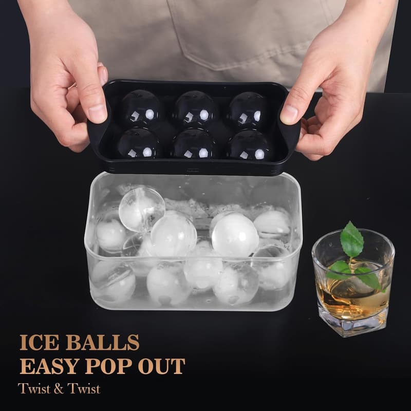 Whiskey Ice Ball Maker Set with Lid & Bucket - 1.9