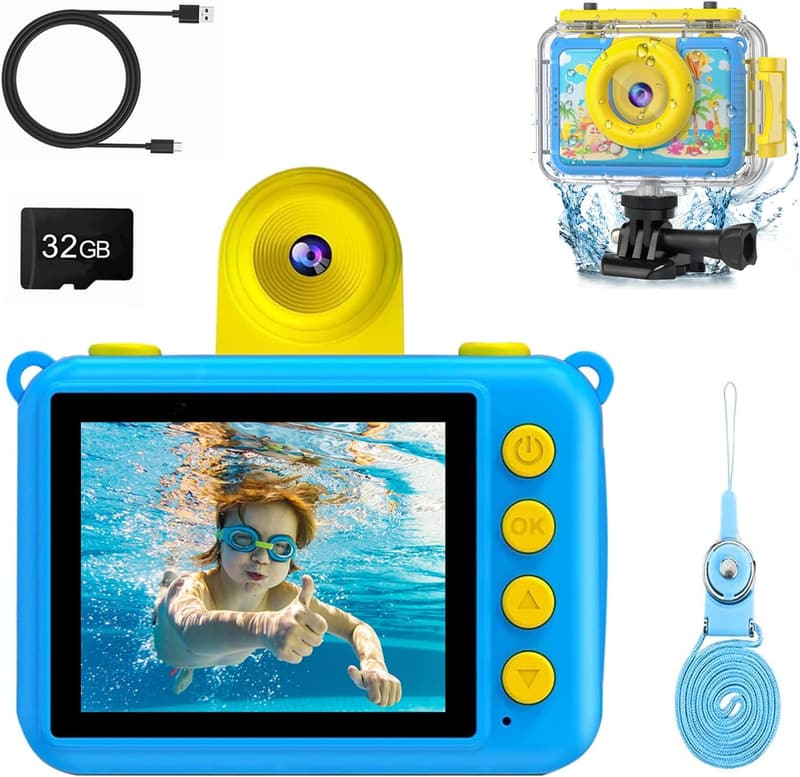 Kids Waterproof Camera - 2024 Upgrade Digital Snorkeling Gift