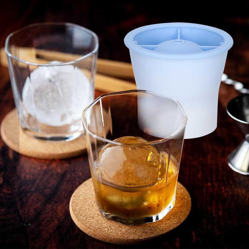 Silicone Sphere Ice Molds with Lids - Set of 4 for Cocktails
