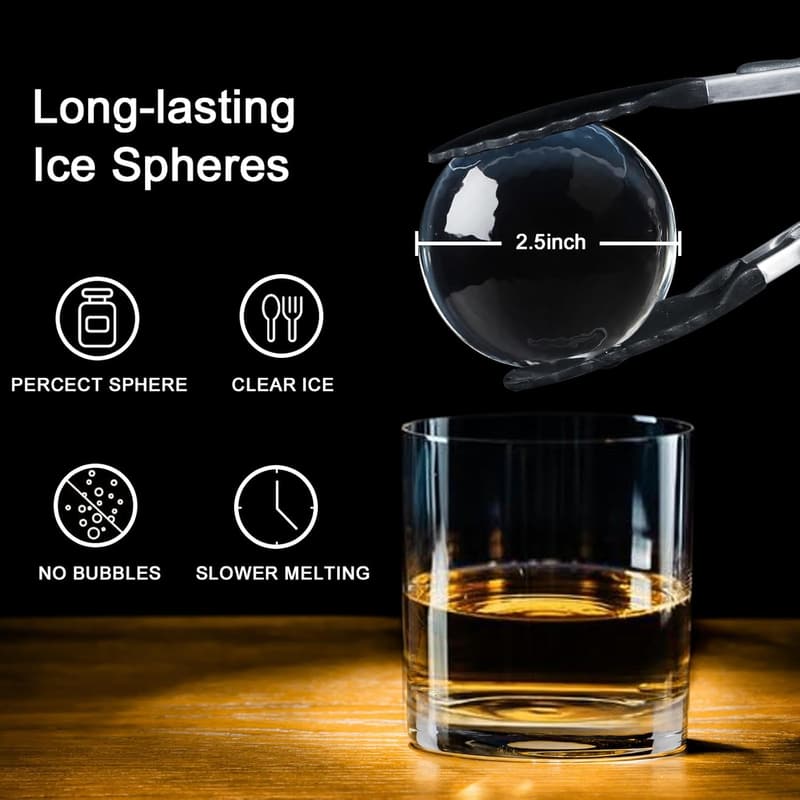 Large Stainless Steel Clear Ice Ball Maker - 2 Pack