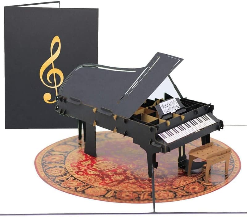 Grand Piano 3D Pop Up Card for Music Lovers - Happy Birthday