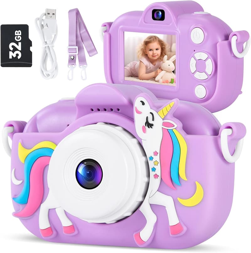 Kids Digital Camera 1080P with 32GB SD Card for Ages 3-8