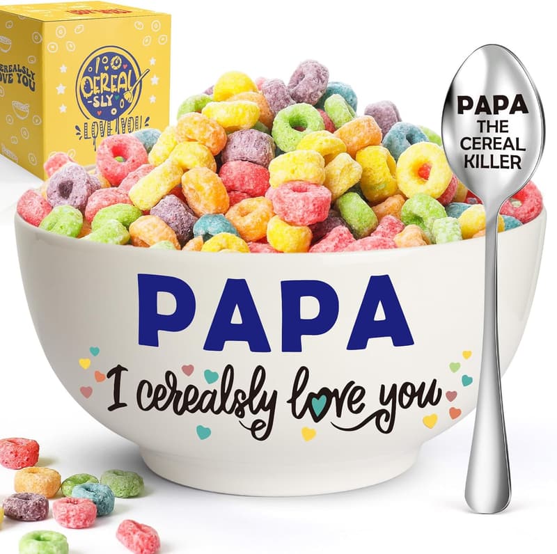 Father's Day Cereal Bowl Set for Grandpa from Grandkids