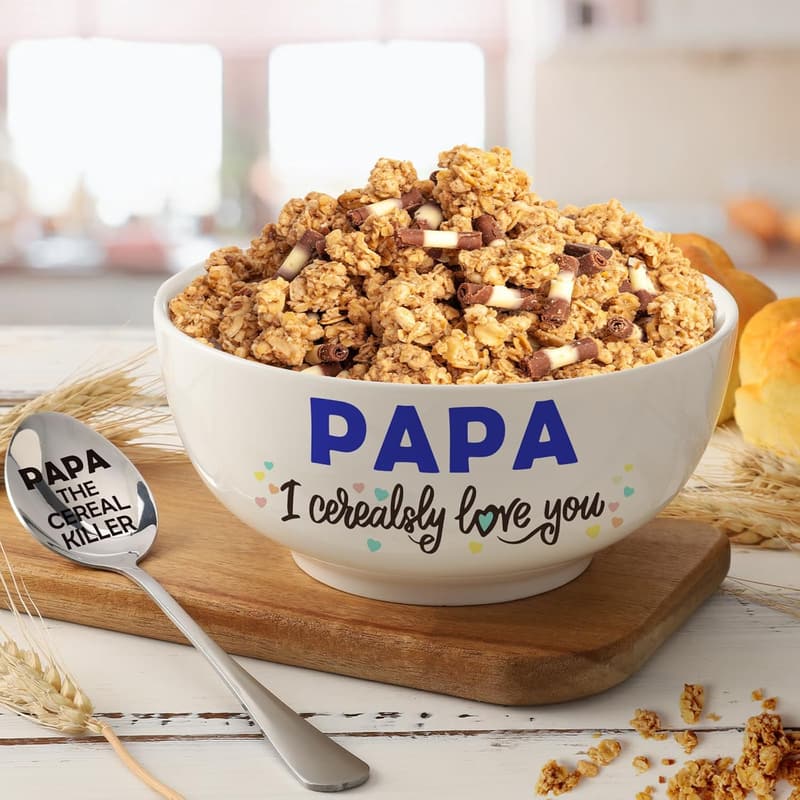 Father's Day Cereal Bowl Set for Grandpa from Grandkids