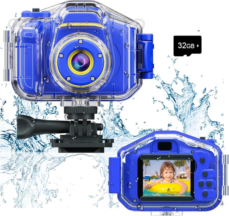 Kids Waterproof HD Camera with 32GB Card - Perfect Gift for Ages 3-12