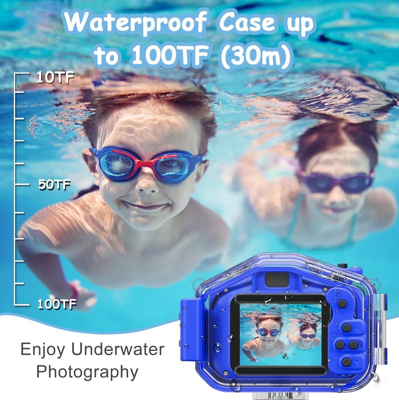 Kids Waterproof HD Camera with 32GB Card - Perfect Gift for Ages 3-12