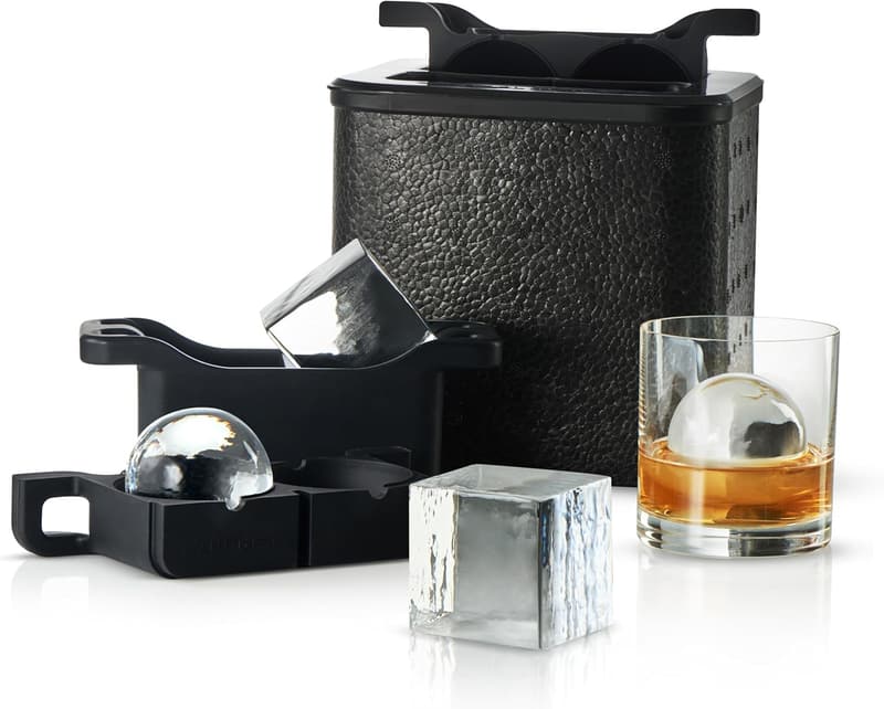 Clear Ice Cube Maker Mold - 2 Square & 2 Round Ice Spheres