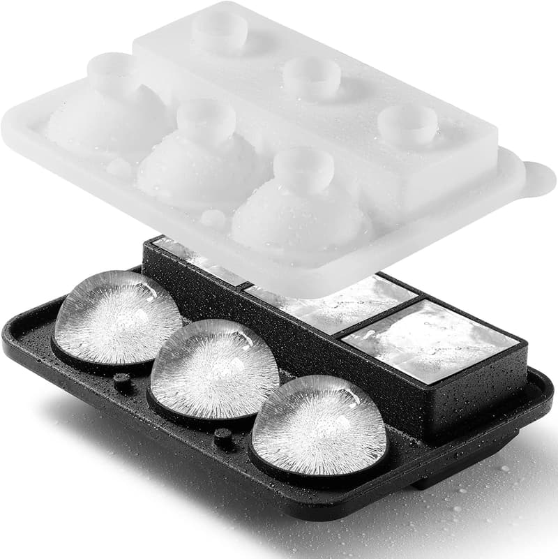 Large Silicone Ice Cube Tray for Whiskey & Cocktails – Black