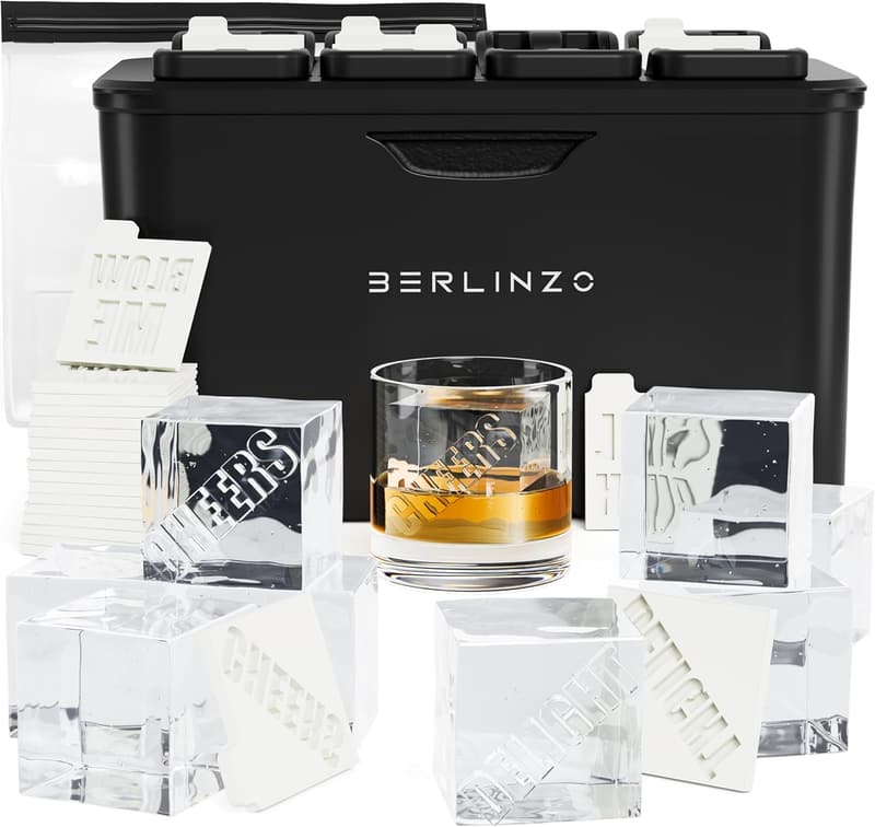 Premium Clear Ice Cube Maker Mold - Creates 8 Large 2.1-inch Ice Cubes