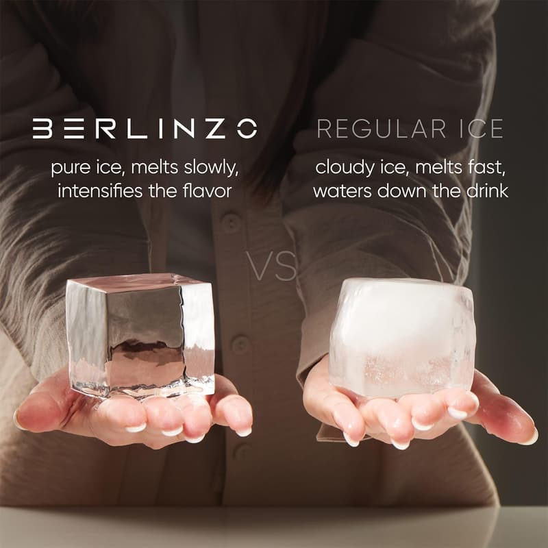 Premium Clear Ice Cube Maker Mold - Creates 8 Large 2.1-inch Ice Cubes