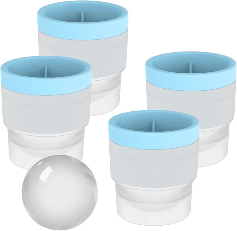 Round Ice Ball Maker Mold Set of 4 for Whiskey Cocktails