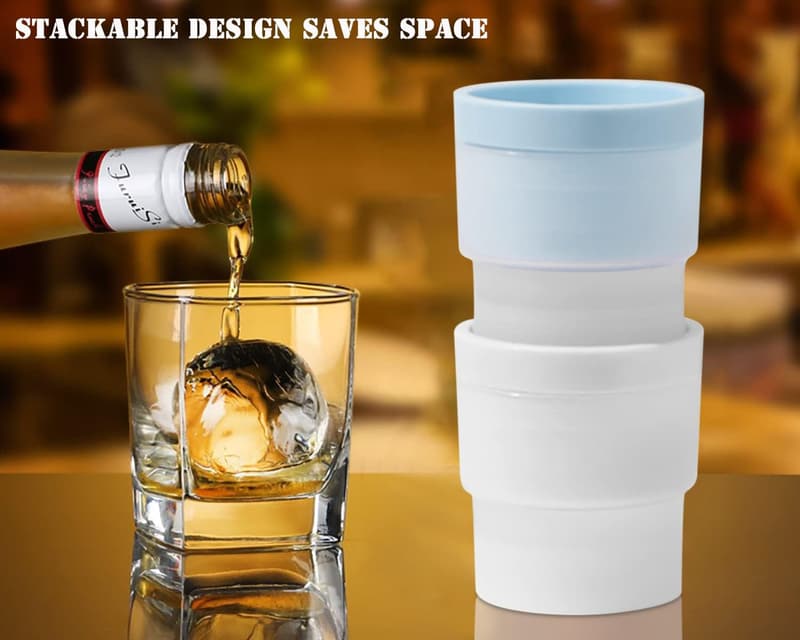 Round Ice Ball Maker Mold Set of 4 for Whiskey Cocktails