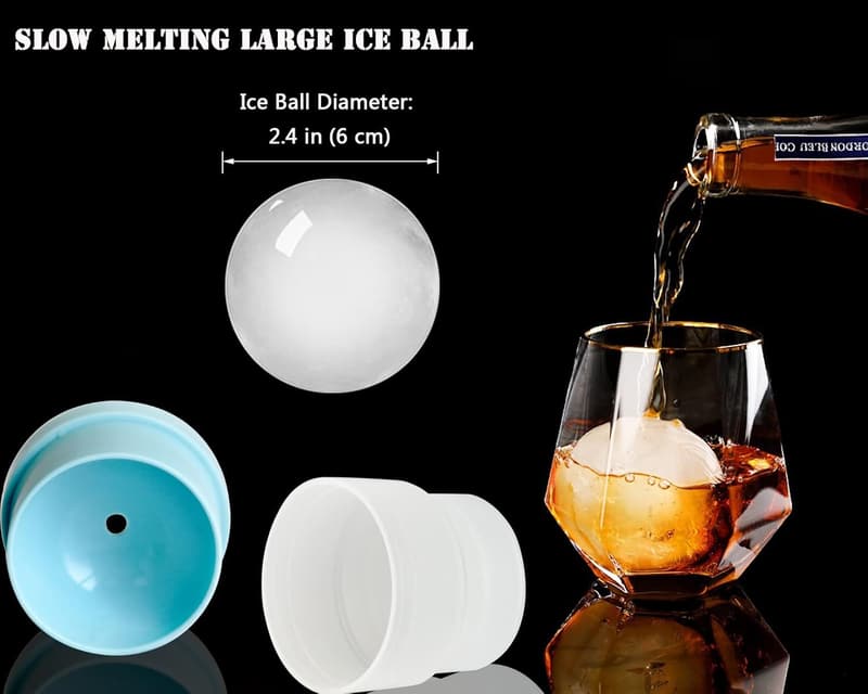 Round Ice Ball Maker Mold Set of 4 for Whiskey Cocktails