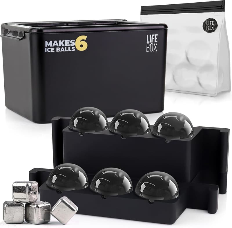 Ice Ball Maker Mold for 6 Crystal Clear Whiskey Ice Cubes
