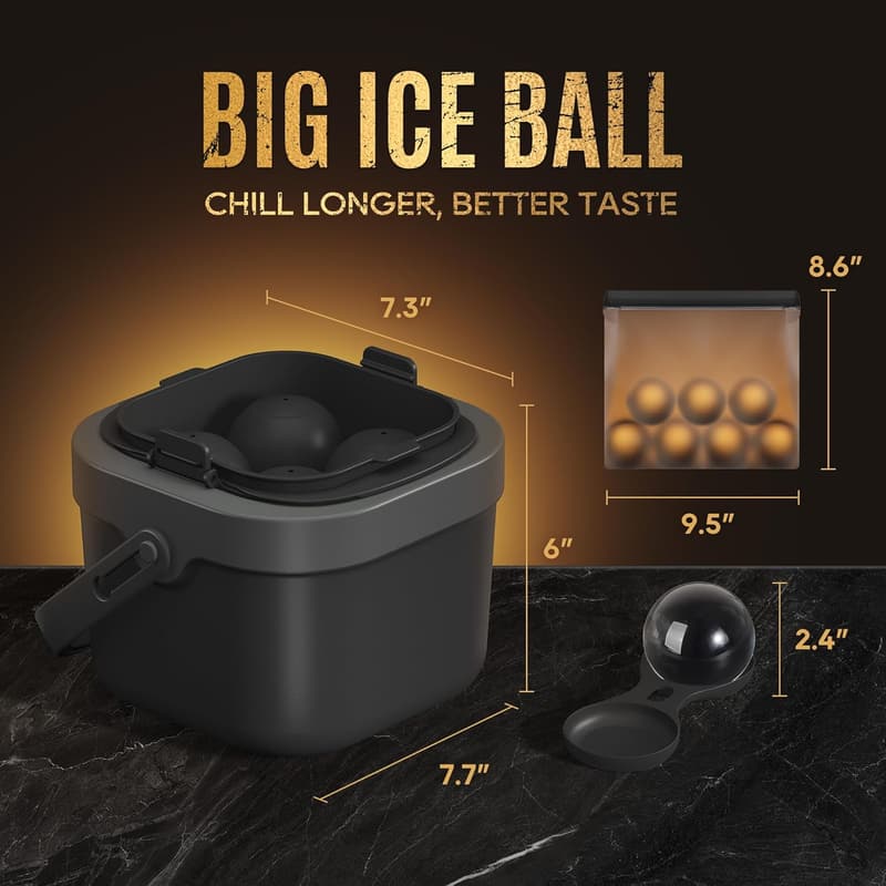 Whiskey Ice Ball Maker Mold - Perfect Gift for Dad